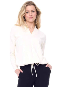UP - Butter V-Neck Draw String Top