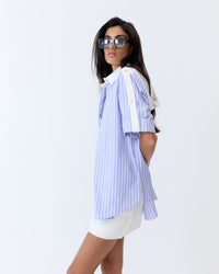 Eder by Anna Bellini Shirt in Blue White Stripe - detail