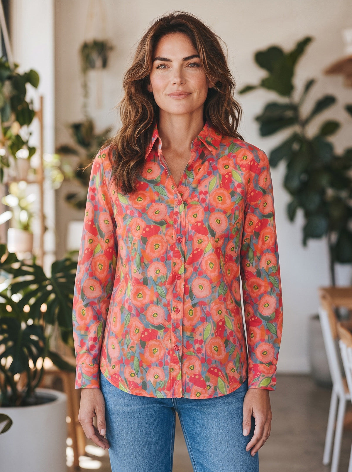 Equinox Cottage Garden print cotton shirt detail