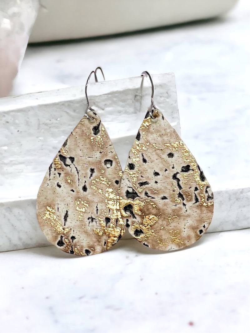 Leather Teardrop Earring "Wildwood Brown''