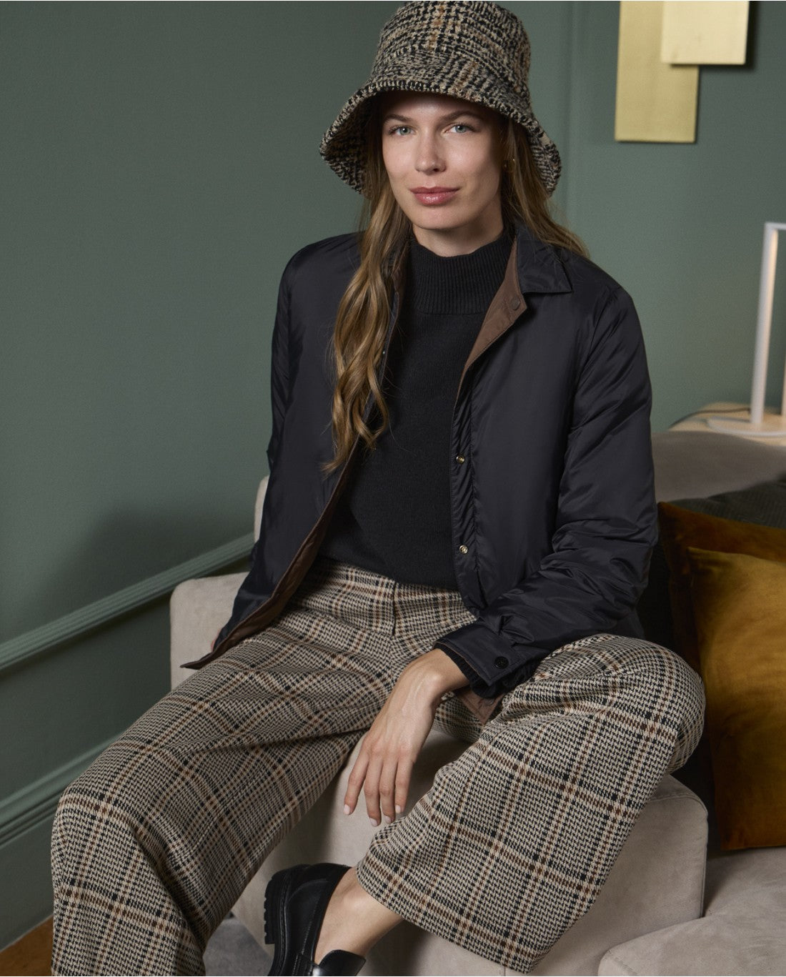 Surkana - Wide Leg Jacquard Pants Black Check