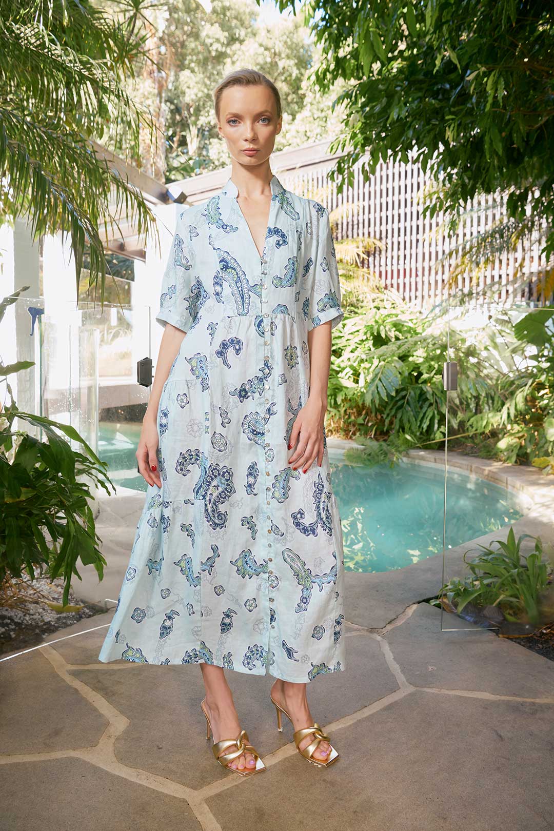 The Dreamer Label - Celine Woodstock Ankle Dress - Ocean