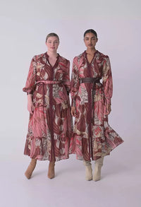 Once Was - Liliana Cotton Silk Printed Maxi Dress in Cathedral Botanic