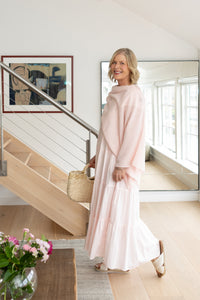 Rose & Rose Camellia Dress in Shell Pink and White