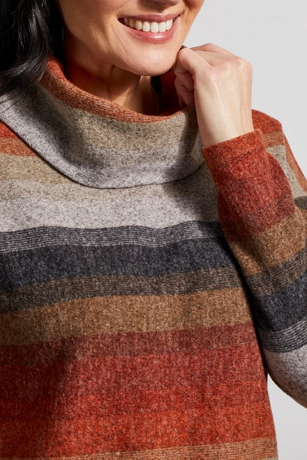 Cowl Neck Sweater - Red Ocher