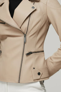 Tatania Leather Jacket -  Beige