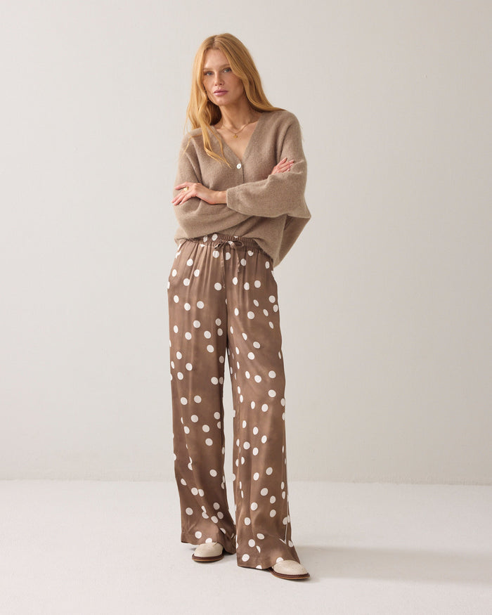 Summum Irregular Dot wide leg pants in Khaki - front