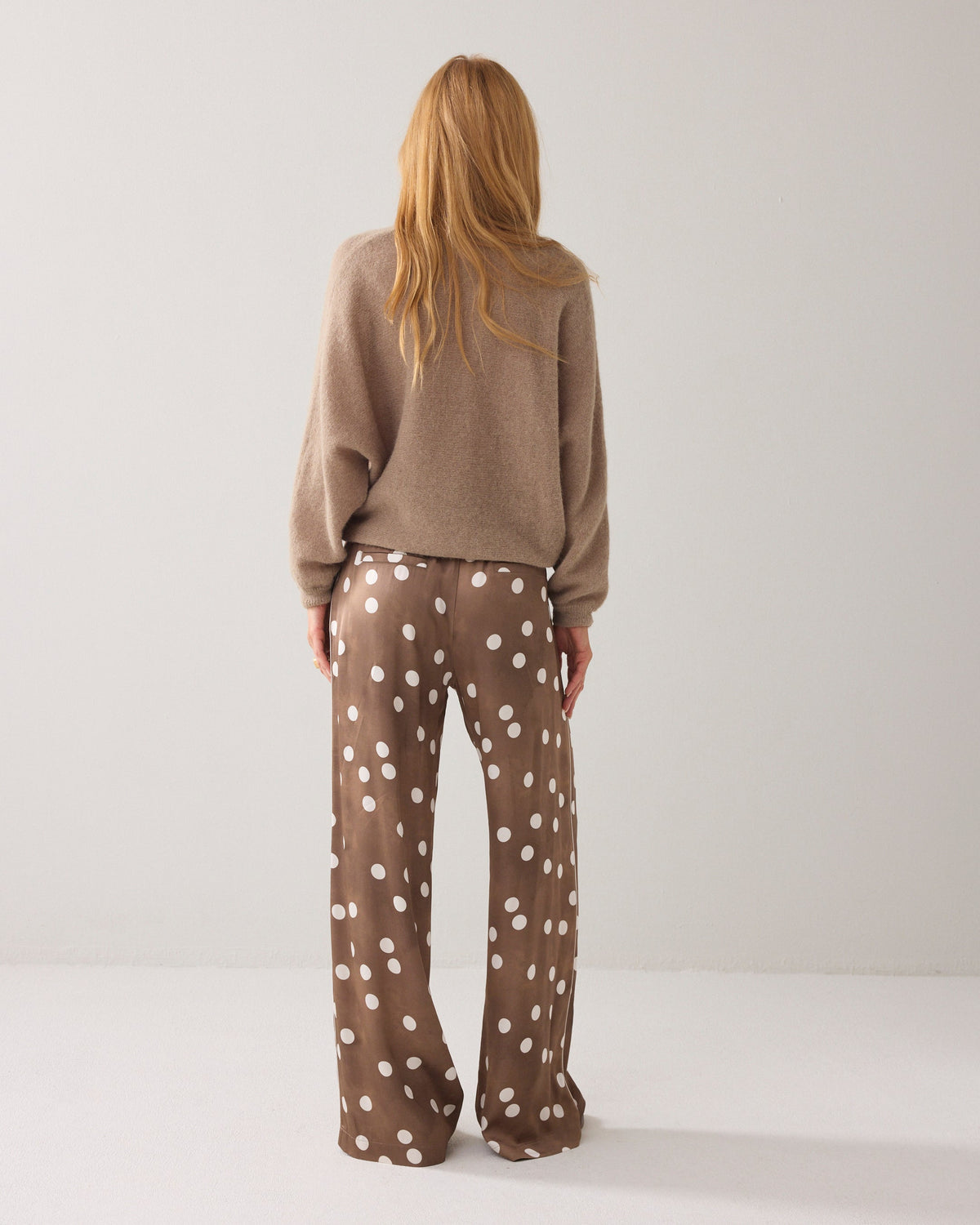 Summum Irregular Dot wide leg pants in Khaki - side