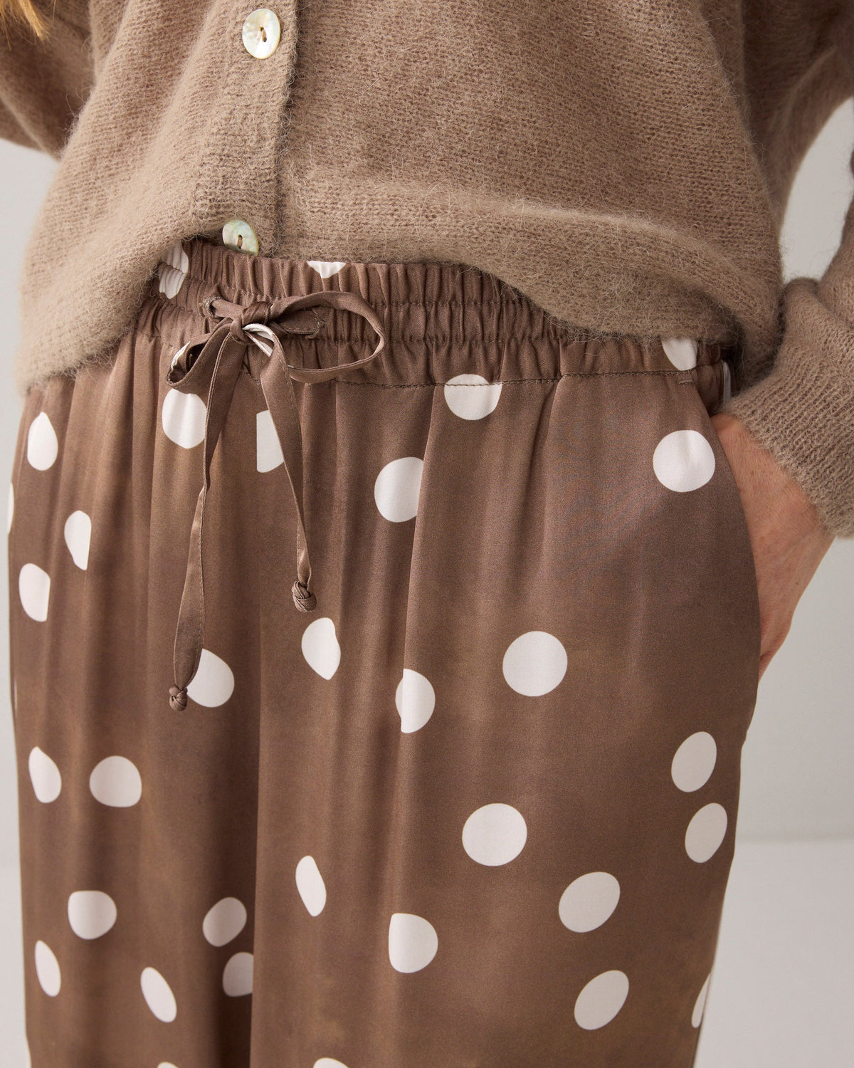 Summum Irregular Dot wide leg pants in Khaki - back