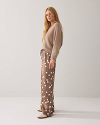 Summum Irregular Dot wide leg pants in Khaki - print detail