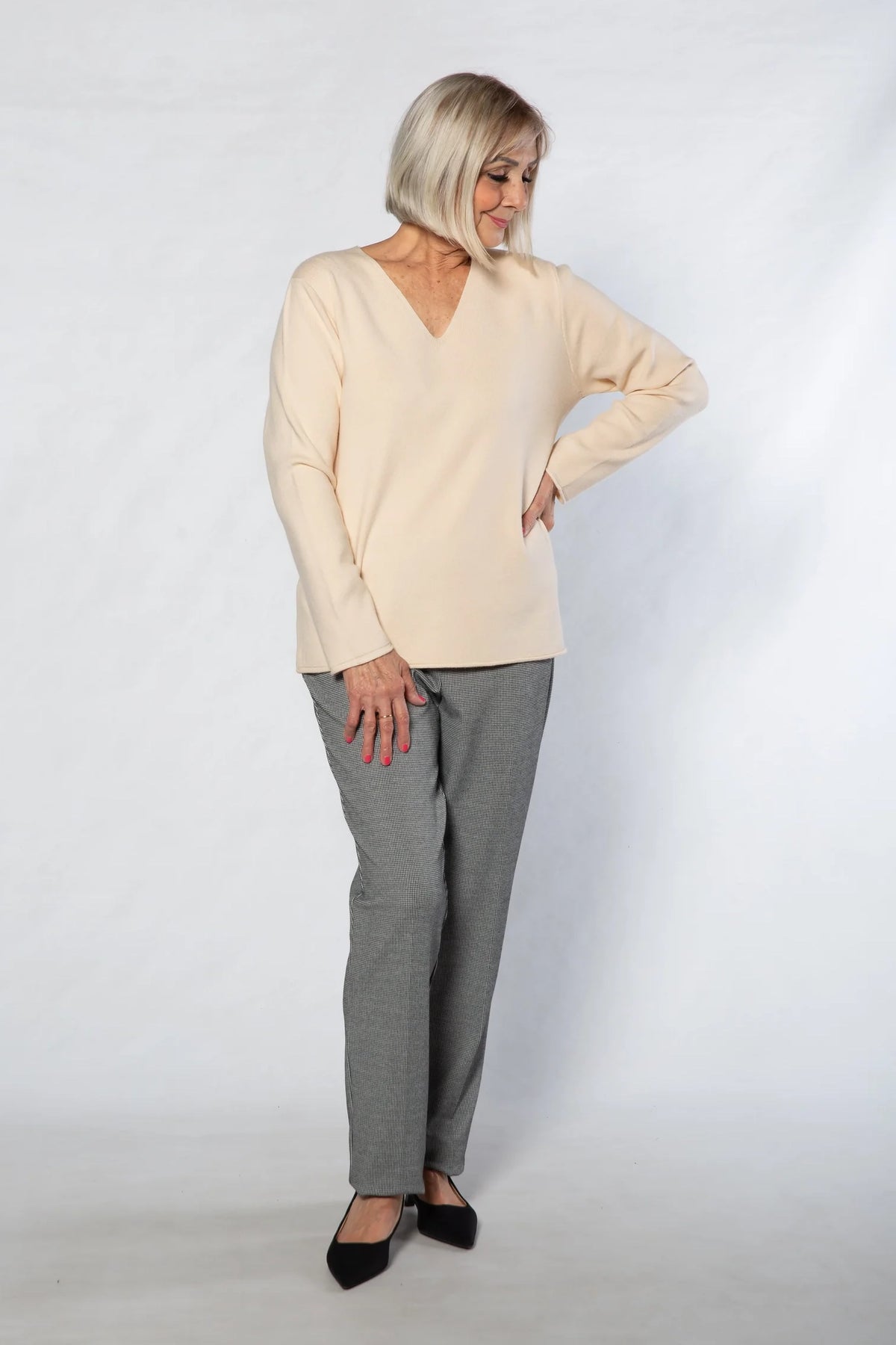 Equinox - Fine Gauge V-Neck Knit Sweater