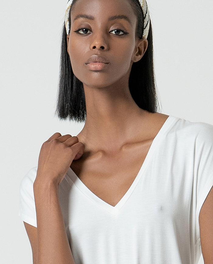 Plain bamboo sleeveless shirt White