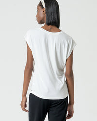 Plain bamboo sleeveless shirt White