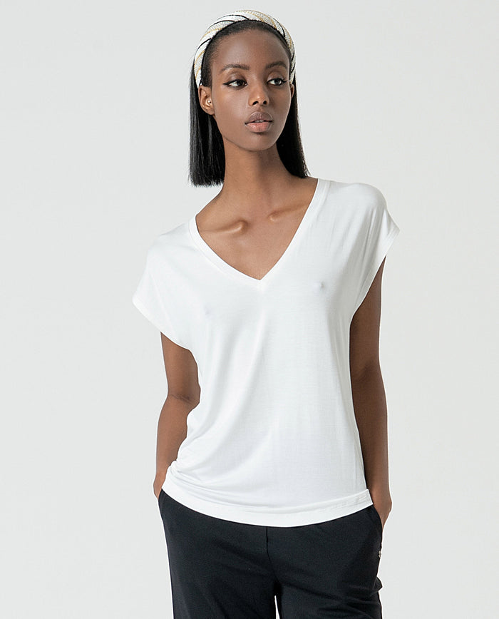 Plain bamboo sleeveless shirt White