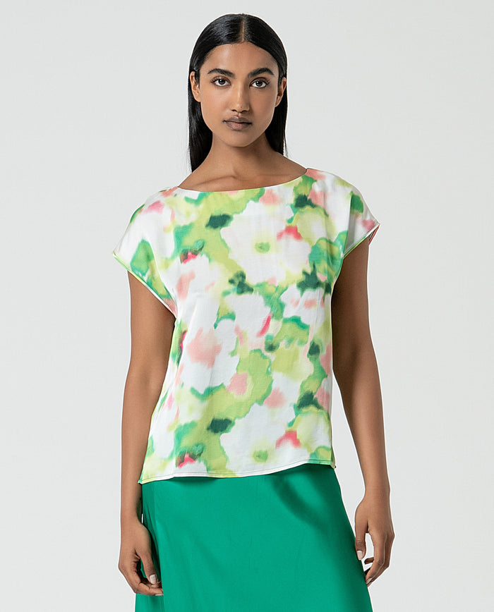 Gina Printed Boat Neck Tee