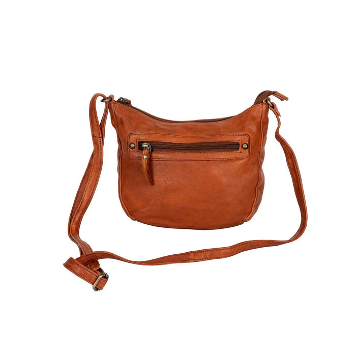 UrbanEase – Cognac Washed Leather Crossbody Bag