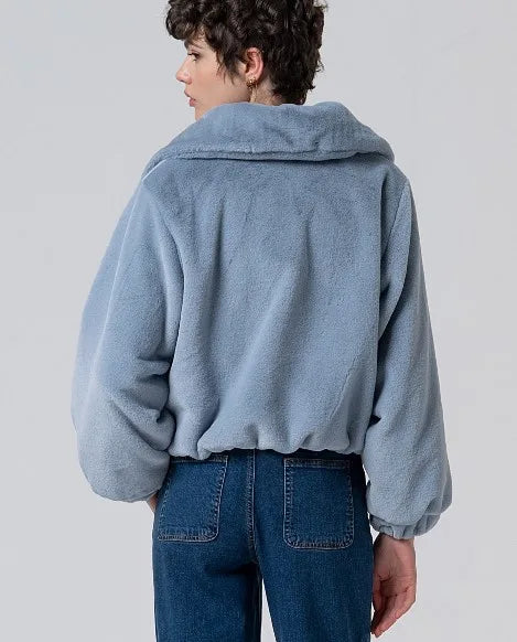Surkana - Plush Fabric Bomber Jacket - Storm Blue - 555LAPE422