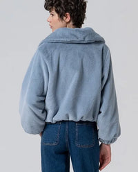 Surkana - Plush Fabric Bomber Jacket - Storm Blue - 555LAPE422