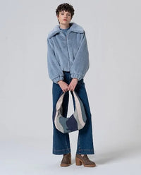 Surkana - Plush Fabric Bomber Jacket - Storm Blue - 555LAPE422
