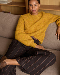 Surkana - Short Bouclé Knitted Sweater in Mustard