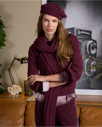 Surkanka - Braided Pattern Tricot Sweater in Bourdeaux