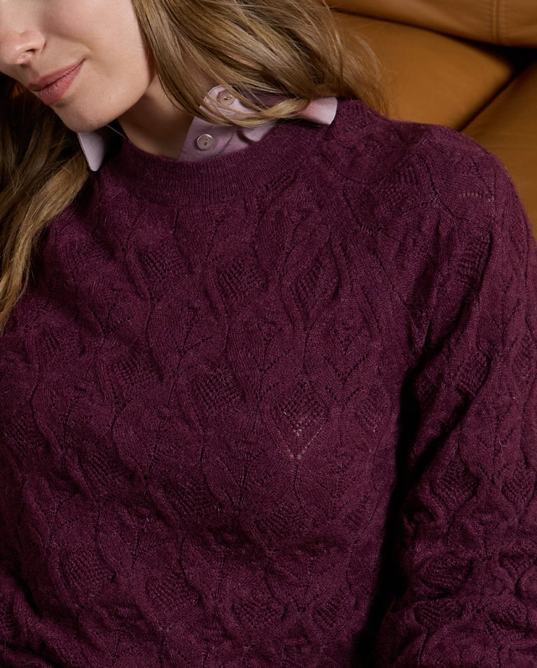 Surkanka - Braided Pattern Tricot Sweater in Bourdeaux