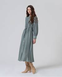 Surkana - Viscose midi shirt dress Steel Blue