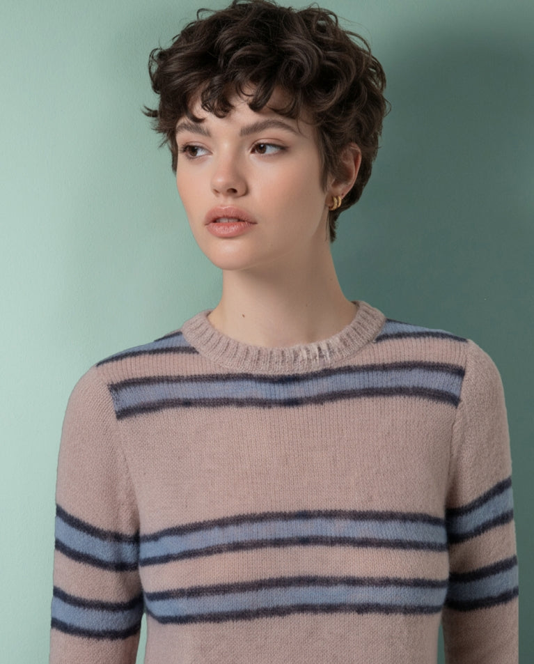Suranka - Plaid Jacquard Sweater in Powdered Mauve