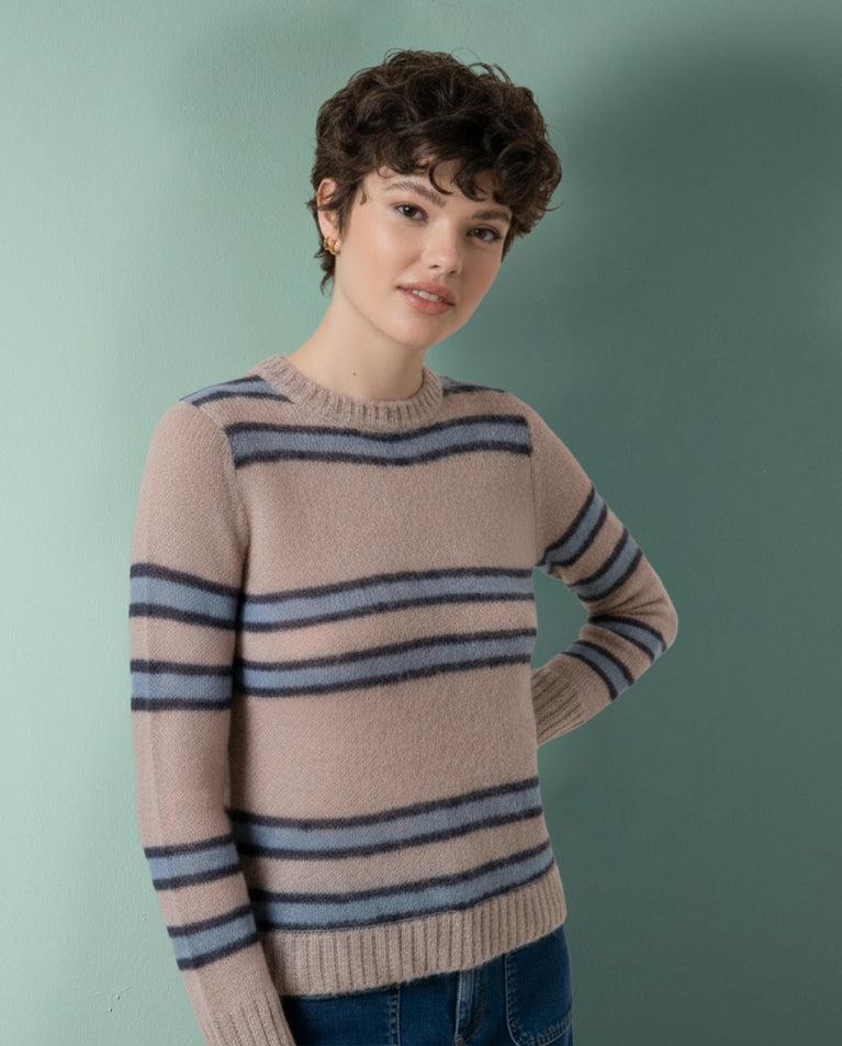Suranka - Plaid Jacquard Sweater in Powdered Mauve
