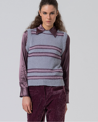 Suranka - Plaid Jacquard Vest - Powdered Mauve