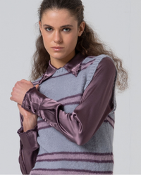 Suranka - Plaid Jacquard Vest - Powdered Mauve