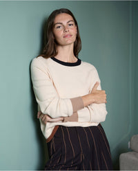 Surkana - Knit sweater with contrasting details Ecru