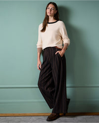 Surkana - Knit sweater with contrasting details Ecru