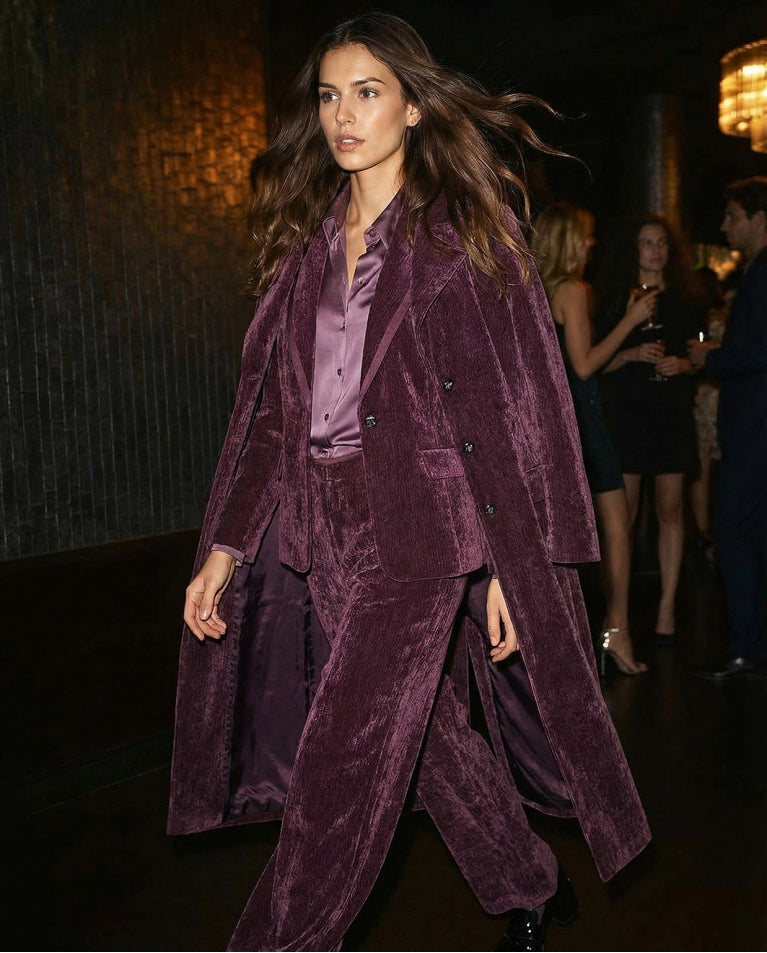 Surkana - Oversize Velvet Effect Pants in Violet