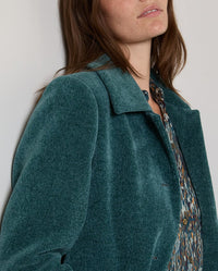 Surkana - Long Structured Chenille Coat in Steel Blue