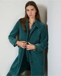 Surkana - Long Structured Chenille Coat in Steel Blue