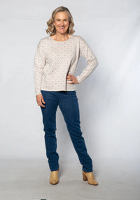 Equinox - Computer Knit Round Neck Sweater - Taupe