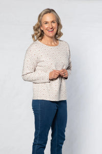 Equinox - Computer Knit Round Neck Sweater - Taupe