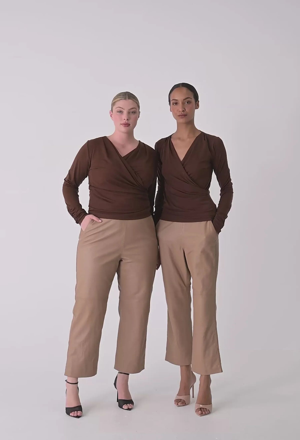 Once Was Aster Stretch Wrap Top - Mocha
