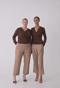 Once Was Aster Stretch Wrap Top - Mocha