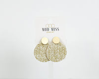 Honey Chevron - Cork+Leather Round Earring
