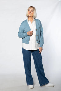 Equinox - V-Neck 3 Button Cardigan - Blue