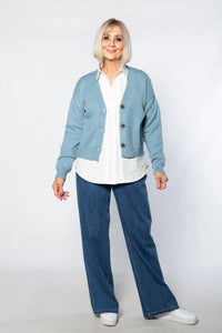 Equinox - V-Neck 3 Button Cardigan - Blue