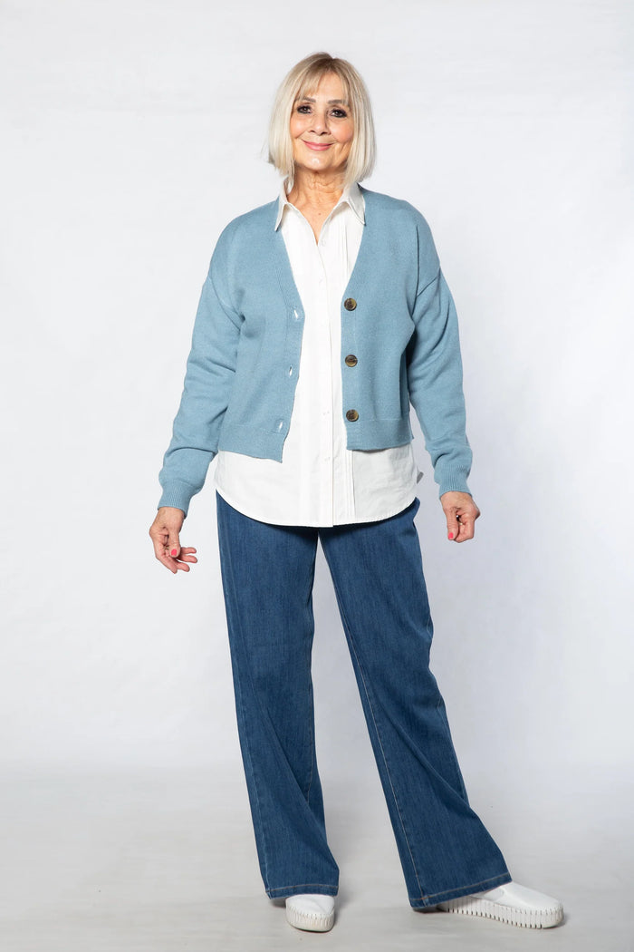 Equinox - V-Neck 3 Button Cardigan - Blue