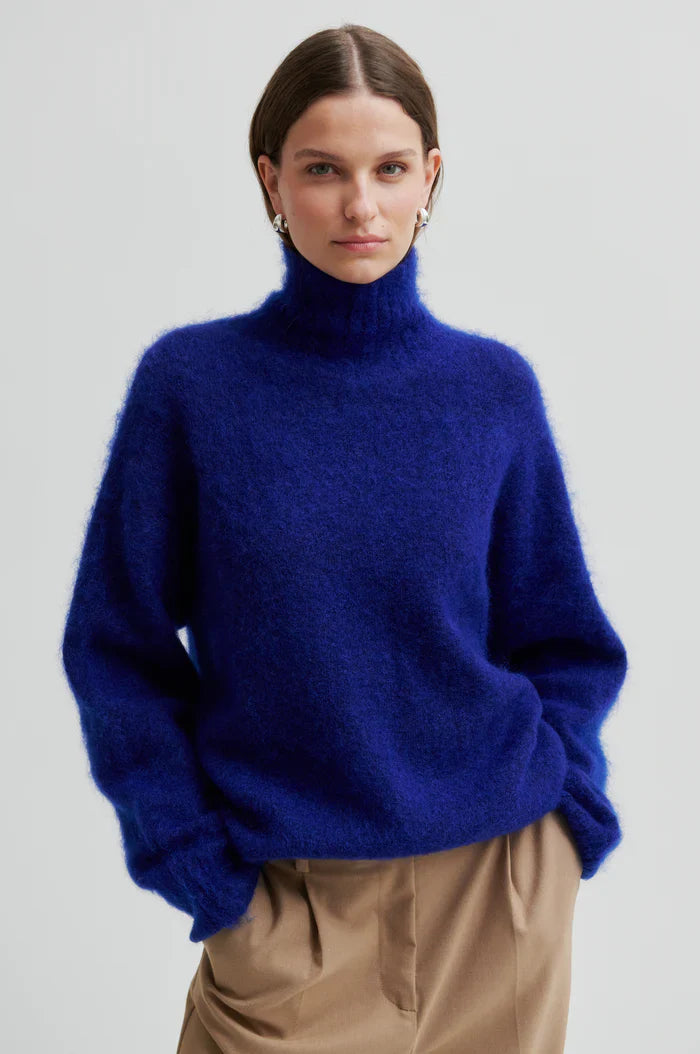 Second Female - Ina Knit HIgh Neck Mazarine Blue