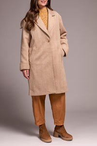 Tribal - Soft Herringbone Button Trench Coat
