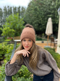 Angora Camel Beanie - Lux Pom Pom