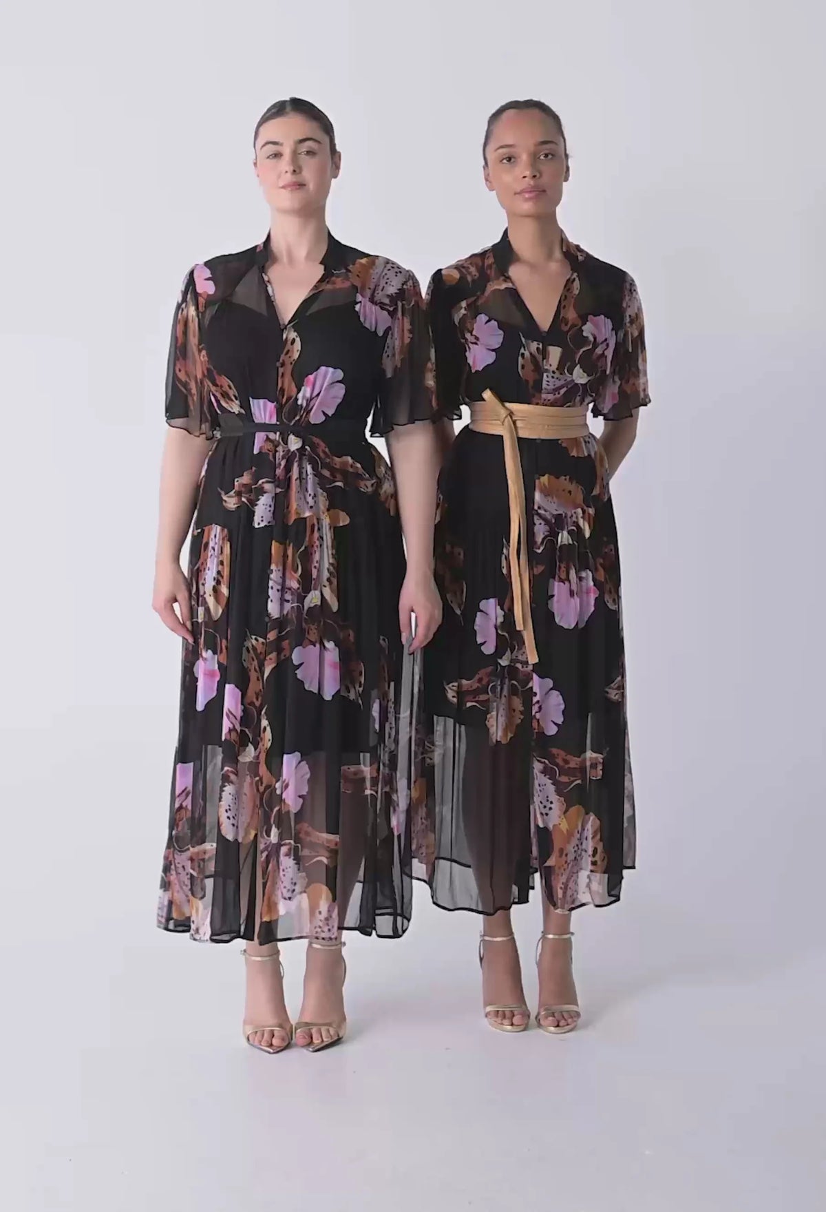 Once Was - Ceres Sheer Viscose Chiffon Dress - Sunset Orchid