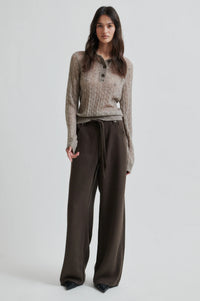 Second Female - Vespa Knit LS Polo - Mid Brown Melange