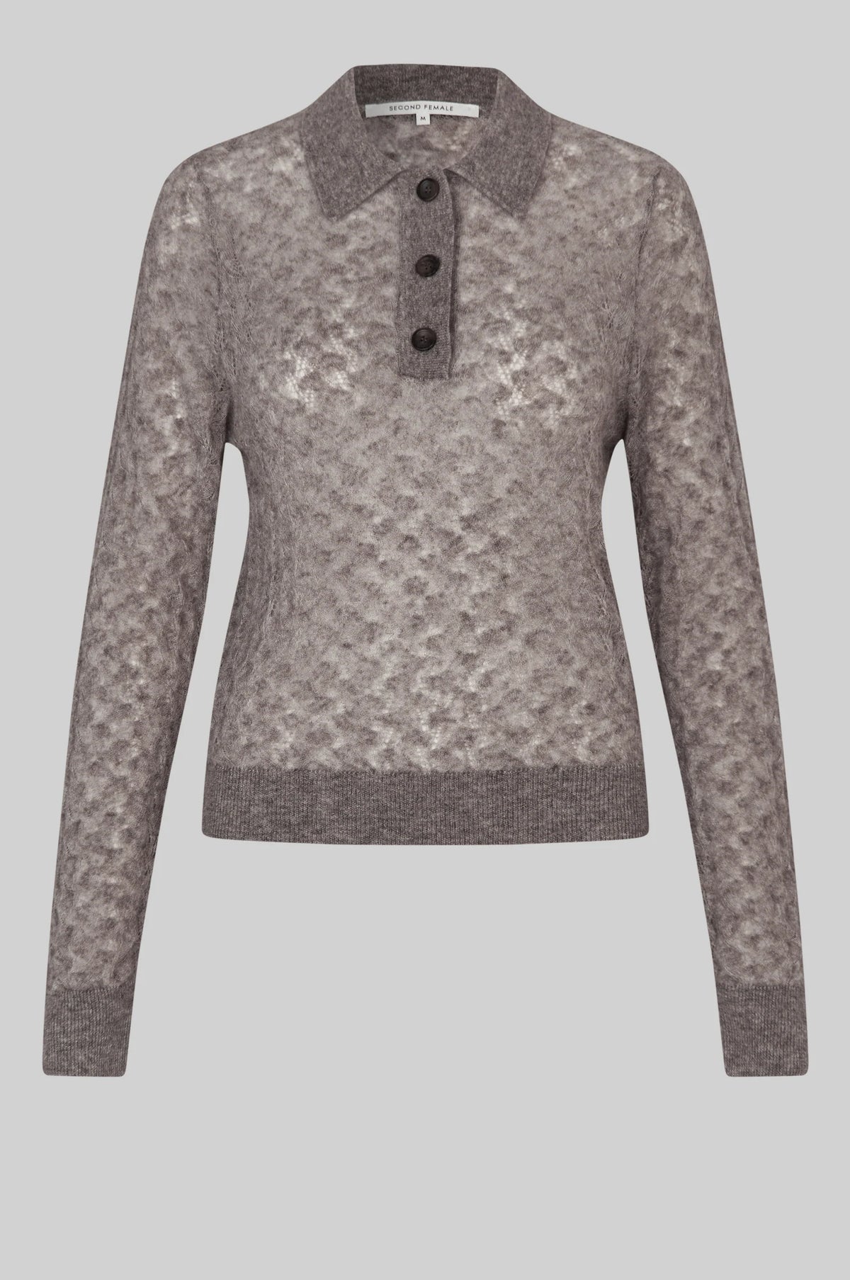 Second Female - Vespa Knit LS Polo - Mid Brown Melange